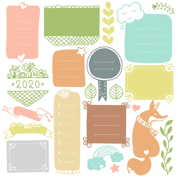 Bullet journal hand drawn vector elements — Stock Vector