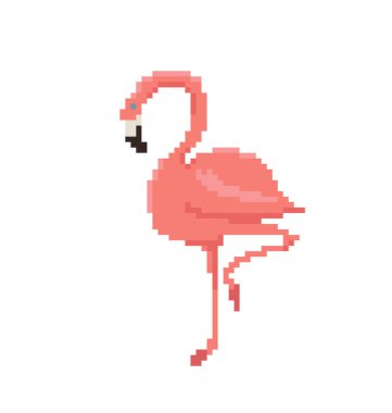 Piksel sanat flamingosu beyaz arkaplanda izole edildi. 