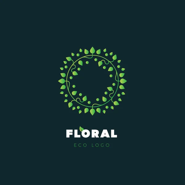 Logo organic vectorial cu elemente florale. Logo-ul conceptului ecologic — Vector de stoc