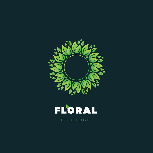 Διάνυσμα βιολογικό λογότυπο με floral στοιχεία. Οικολογία έννοια λογότυπο — Διανυσματικό Αρχείο