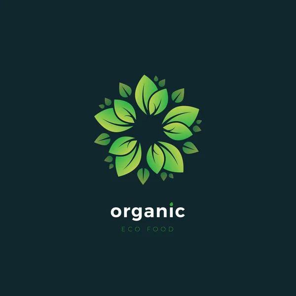 Wektor logo produktów ekologicznych z kwiatowymi elementami. Ekologia koncepcja logo — Wektor stockowy