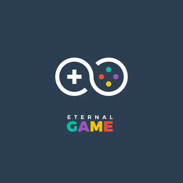 ゲームパッドの様式化されたライン アートのロゴをベクターします。ゲームのコンセプト。ゲーム会社のロゴ — ストックベクタ