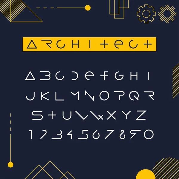 Minimalist ve basit geometrik çizgi sanat vektör yazı tipi. Harf ve rakam