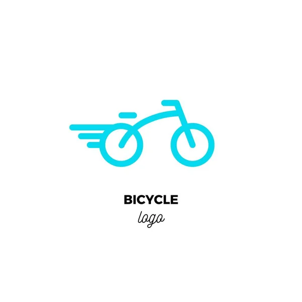 Linha arredondada arte vetor logotipo da bicicleta azul estilizada . — Vetor de Stock