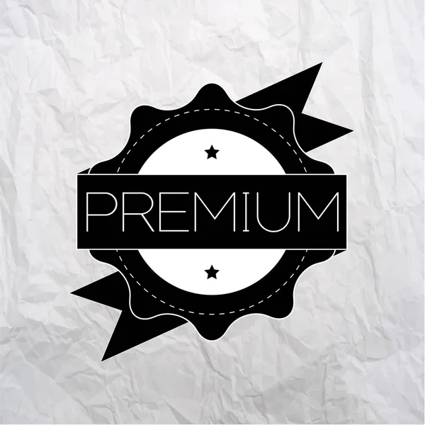 Étiquette premium vintage noire sur fond papier froissé — Image vectorielle
