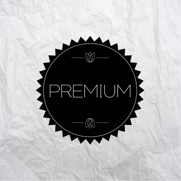 Étiquette premium vintage noire sur fond papier froissé — Image vectorielle