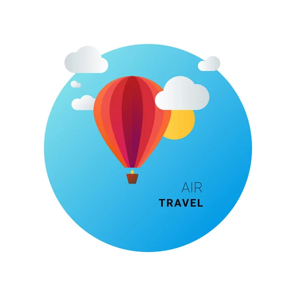 Air resor och turism koncept. Vektorbild av ballongen i himlen — Stock vektor