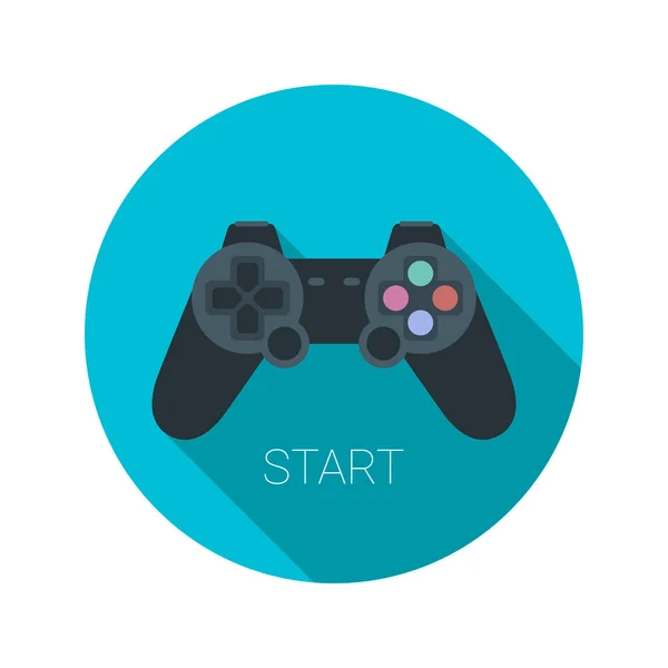 Platte joystick pictogram met lange schaduw. Vectorillustratie. Gaming concept — Stockvector