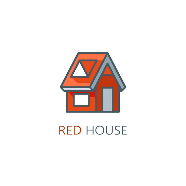 Einziges rotes Haus-Logo. Vektorillustration — Stockvektor