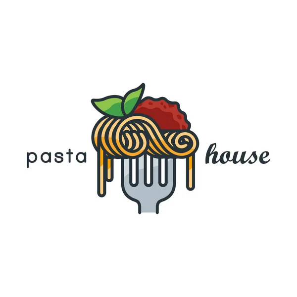 Logo lineal de pasta. Ilustración vectorial de espaguetis — Archivo Imágenes Vectoriales