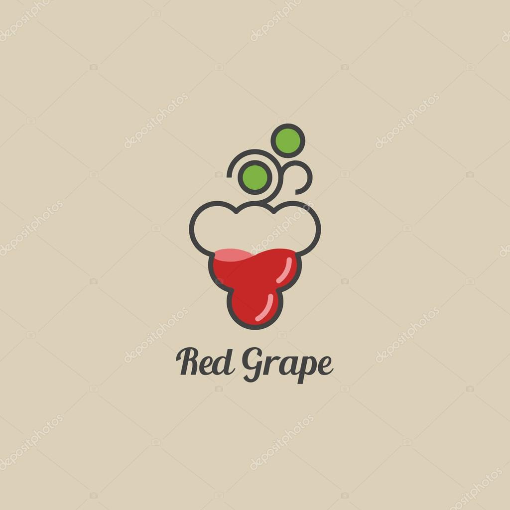 Wine grape logo. Grape full of vine. Vector line art illustration