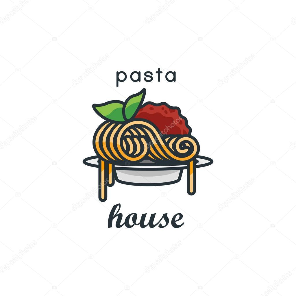 Pasta lineart logo. Vector illustration of spaghetti — Stock Vector