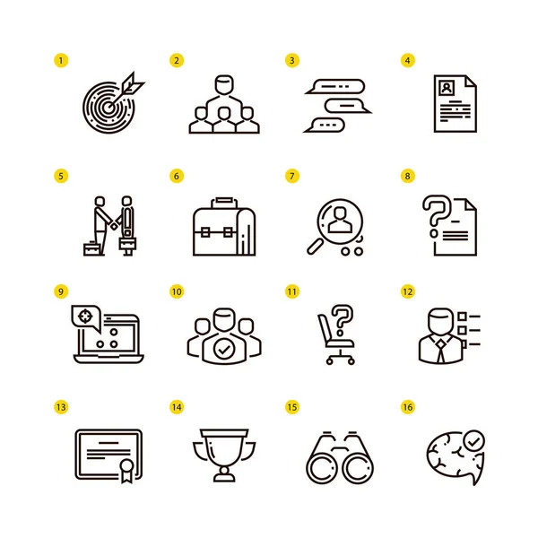 İstihdam ve işe alma vektör hat simgeler. İş Icon set