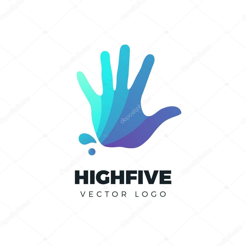 Hand vector logo. Colorful vector illustration. High five concept