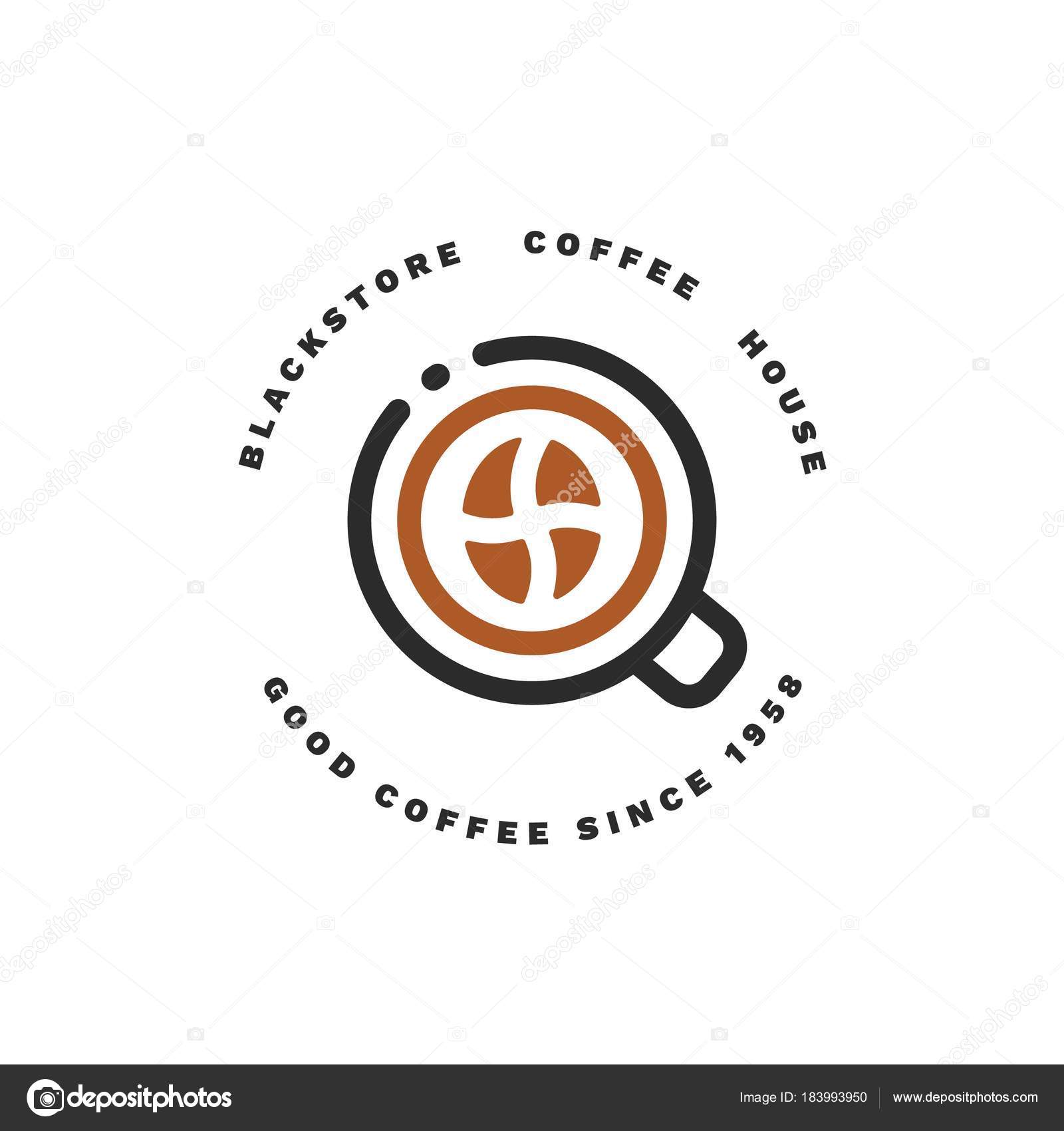 Minimalistic Vector Logo For Coffee Shop Outline Logotype With Bean And Stylized Cup Minimalistic Vector Logo For Coffee Shop Outline Logotype With Bean And Stylized Cup