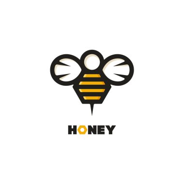 Bal arı vektör logosu. Düz anahat amblemi