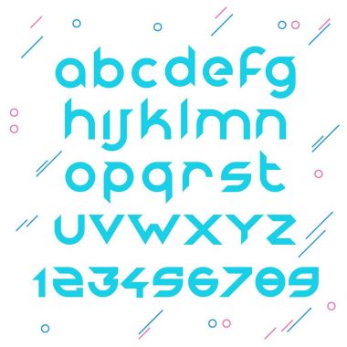 Kesik kenarlı sans serif monoline vektör yazı tipi