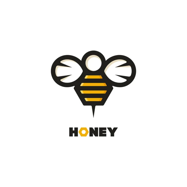 Logo vector abeja miel. Esquema plano emblema — Archivo Imágenes Vectoriales