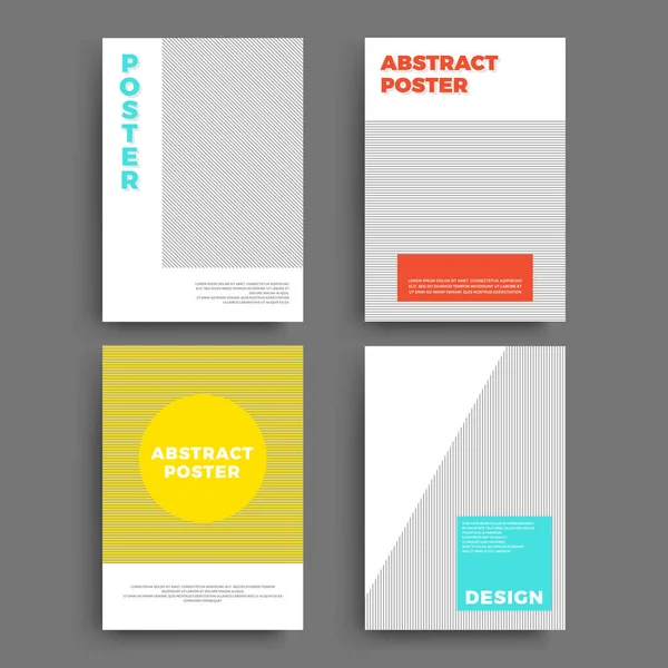 Zbiór abstrakcyjnych geometrycznych 80 plakatów z prostych kształtów i kolorów retro. — Wektor stockowy