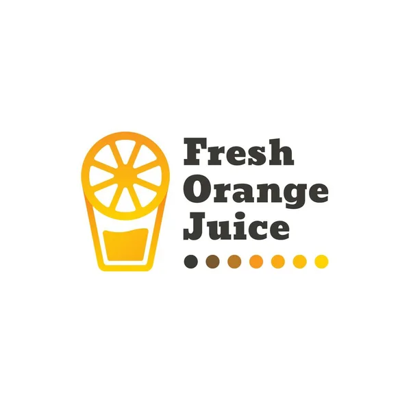 Gradient vector logotype of glass citrus and orange juice — Stock Vector