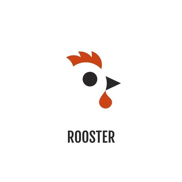 Logo minimalista a due colori del gallo. Logotipo dello spazio negativo — Vettoriale Stock