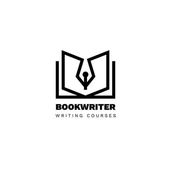 Logotipo minimalista semplice di libro aperto. Logo della libreria Outline — Vettoriale Stock
