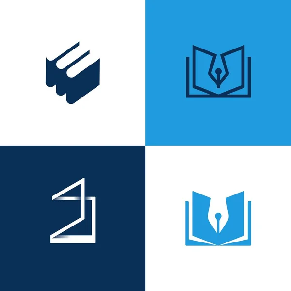 Serie di semplici logotipi minimalisti di libri. Libro negozio loghi — Vettoriale Stock