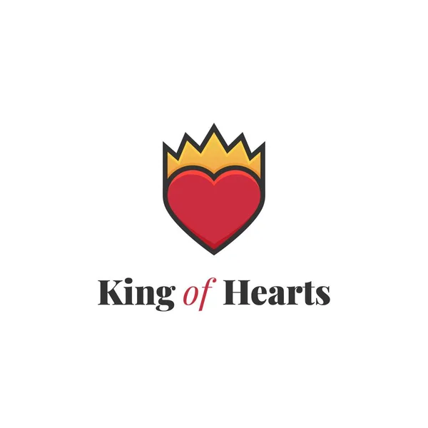 Outline heart with crown. Vector flat logo — Stock Vector