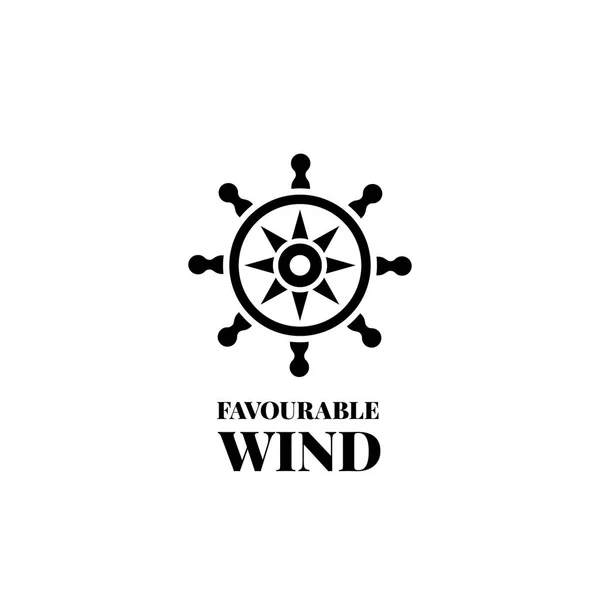 Marinho handwheel logotipo silhueta preta. Logotipo de vetor da roda do mar — Vetor de Stock
