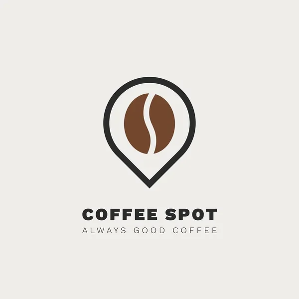 Logo vettoriale minimalista per caffetteria. Logotipo di contorno con chicco di caffè e segno di navigazione — Vettoriale Stock