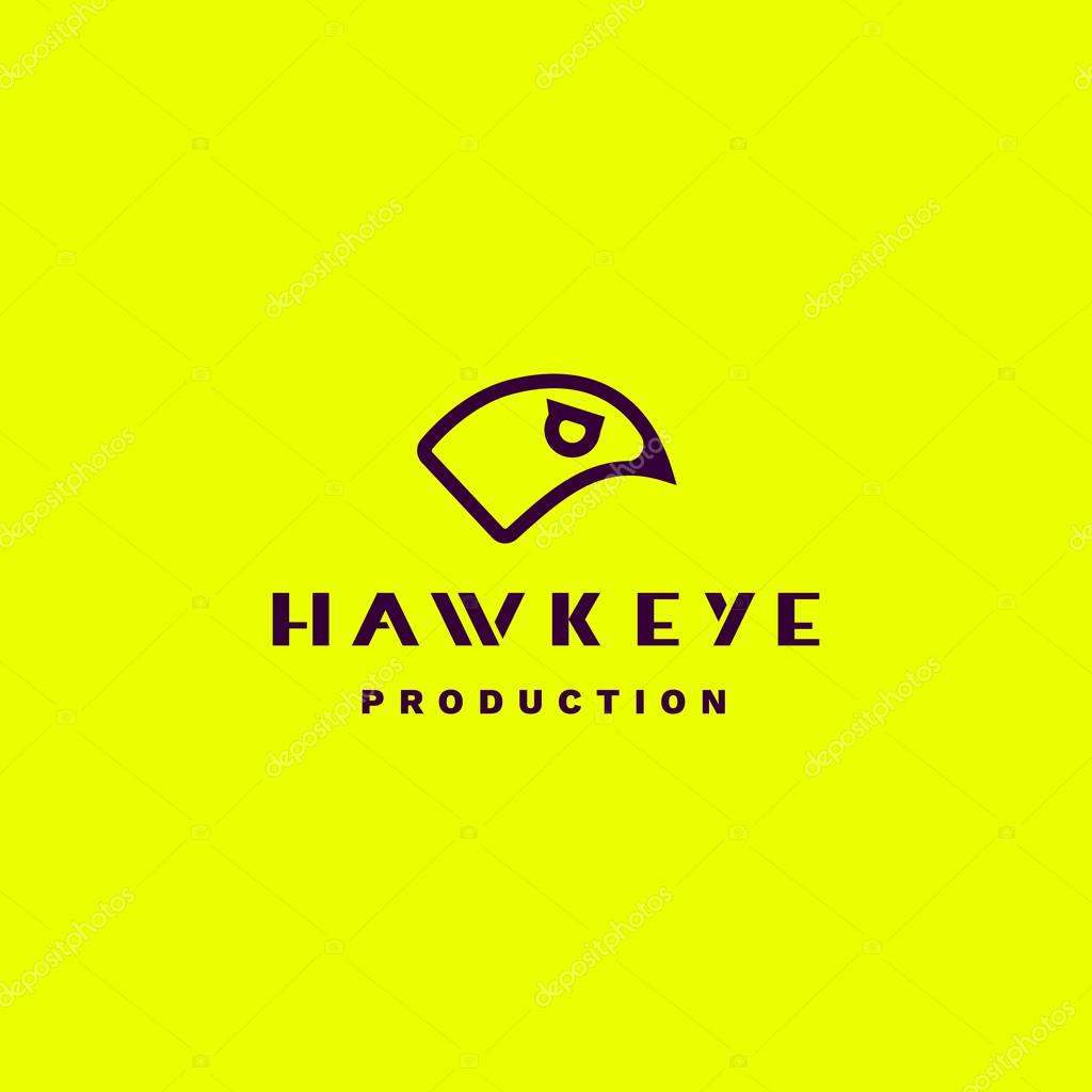 Hawk eye logo. Vector stylish logotype of linear bird
