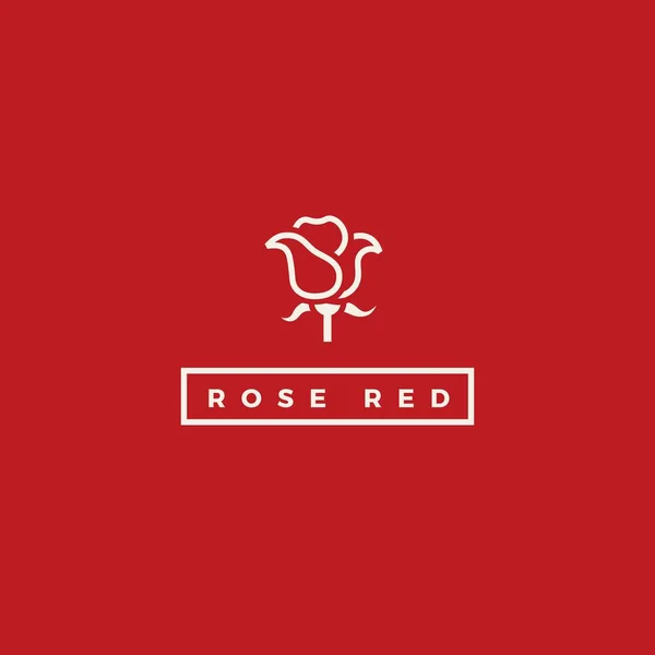 빨간 장미 벡터 세련 된 로고입니다. 꽃 라인 로고 — 스톡 벡터
