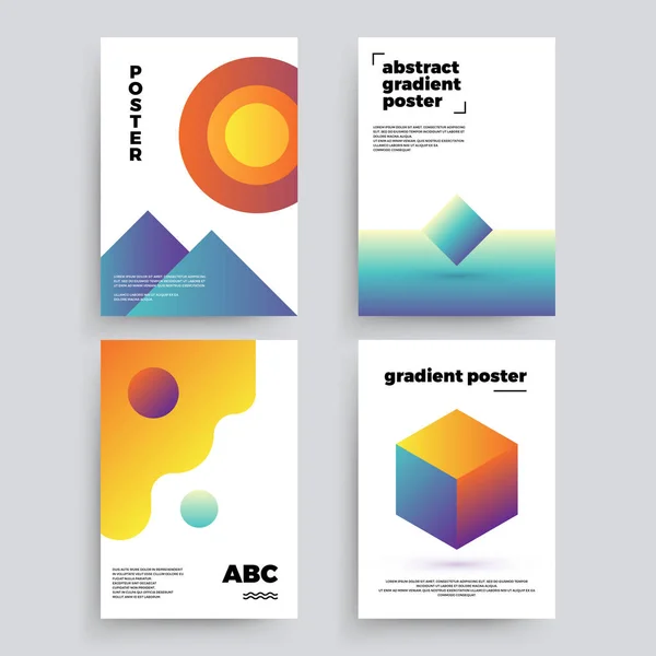 Набор векторных абстрактных плакатов с геометрическими градиентными формами и ретро цветами. Плакаты 80-х годов — стоковый вектор