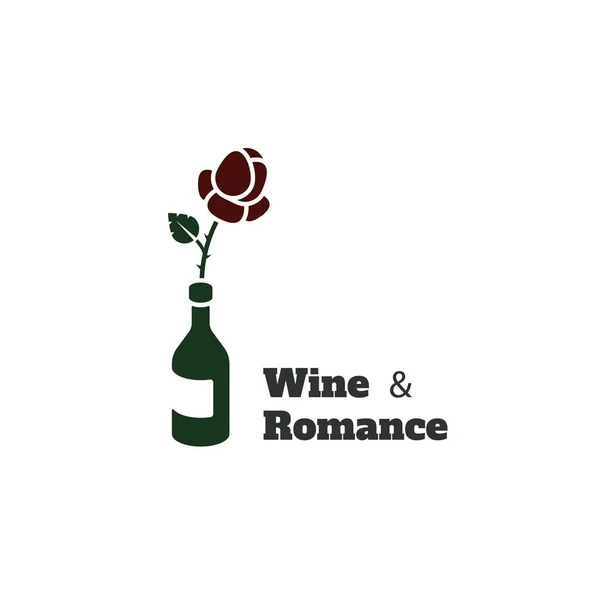 ワインとロマンスはベクトルのロゴです。レストラン、ワイナリー、聖バレンタインのロゴ — ストックベクタ