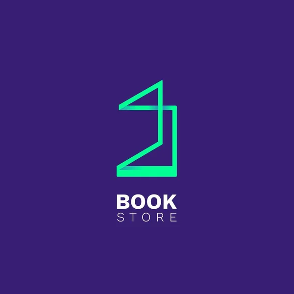 Açık kitap basit minimalist logo. Kitap mağazası logosu — Stok Vektör