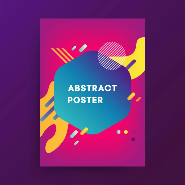 Vector abstrakt affisch med geometriska gradient former och retro färger. Ljusa 80's affisch — Stock vektor
