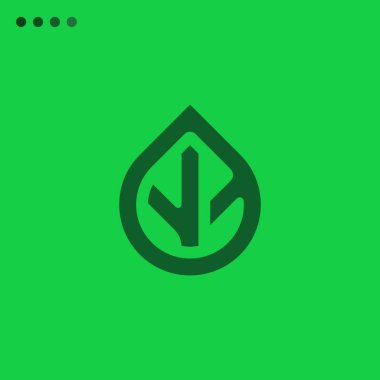 Minimalist vektör yaprak kalın çizgilerle düz logosunun. Doğal enerji tasarım şablonu