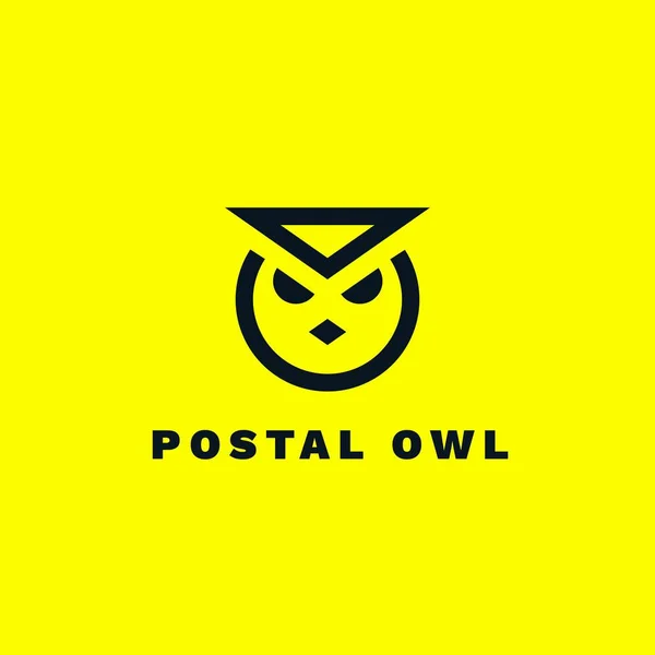 Logotipo de linha minimalista de coruja postal na forma de um envelope com sombra e gradiente. Conceito de mensagem e comunicação — Vetor de Stock