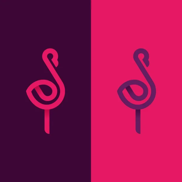 Minimalistische vector logo van lint flamingo. Eenvoudige vogel logo — Stockvector