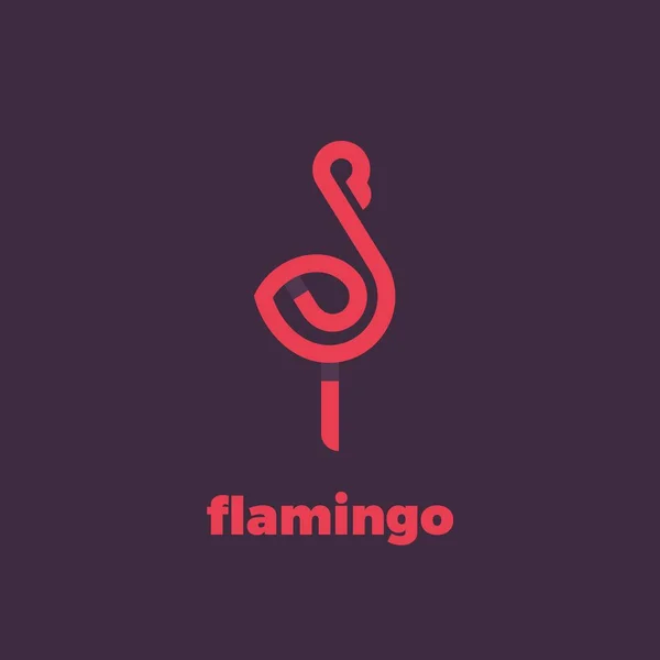 Minimalis vektor logotype dari pita flamingo. Logo burung sederhana - Stok Vektor