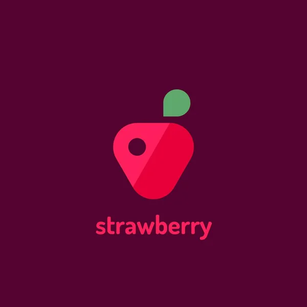 Minimalis vektor datar logotype strawberry. Logo templat desain - Stok Vektor