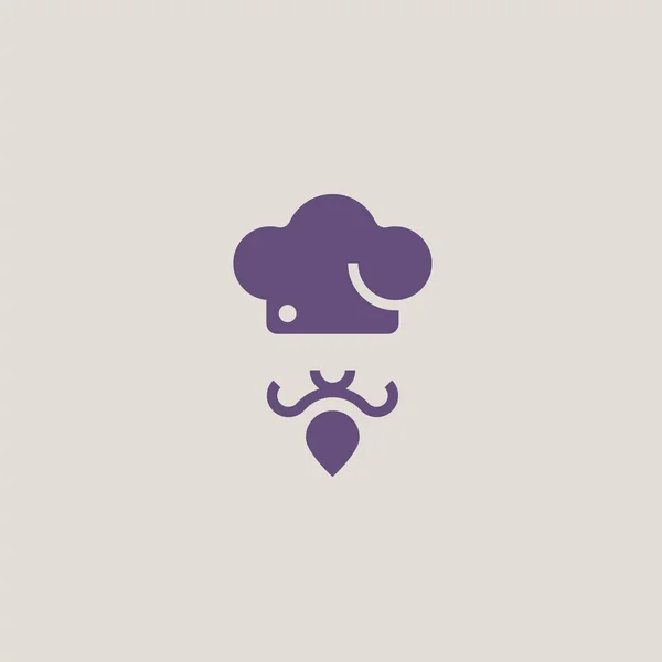 Ilustración vectorial minimalista de cocina principal con bigote. Logotipo de silueta plana para restaurantes o cafetería. Espacio negativo — Archivo Imágenes Vectoriales
