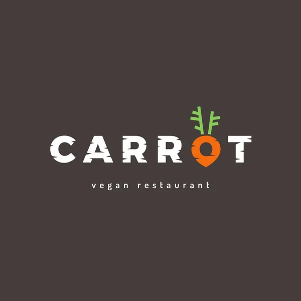 Ilustración vectorial plana de texto estilizado logo de zanahoria. Perfecto para restaurantes veganos o mercados ecológicos — Archivo Imágenes Vectoriales