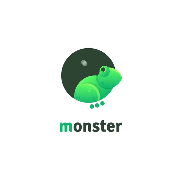 Logotipo vettoriale di rana verde e volare. Logo rana cartone animato per azienda o progetto — Vettoriale Stock