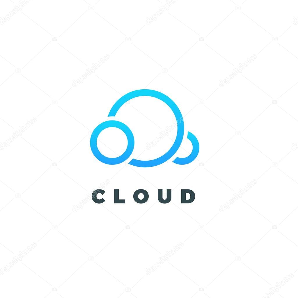 Outline gradient logo of cloud computing and synchronization. Minimalist logotype.