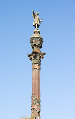 Deniz önde, Barcelona, İspanya Christopher Columbus anıt