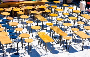 Sabah, Budva, Karadağ boş sokak Cafe