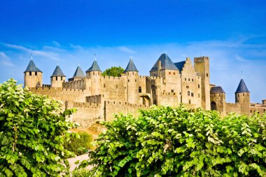 Panoramik eski şehir Carcassonne, Fransa