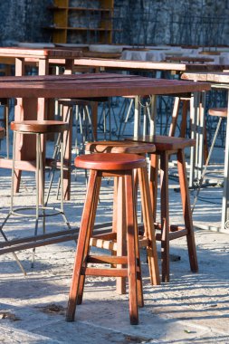 Eski şehir, Budva, Karadağ boş sokak Cafe