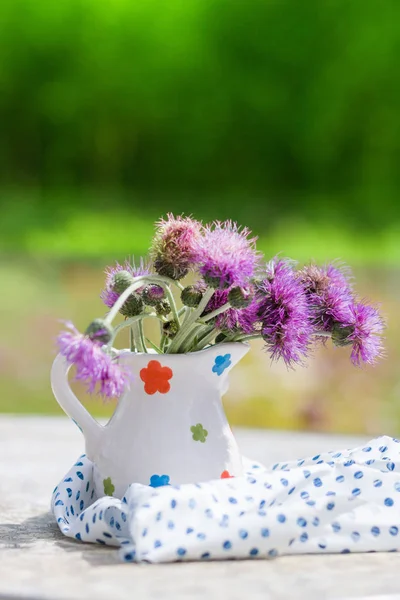 Tistel i vas i sommar — Stockfoto